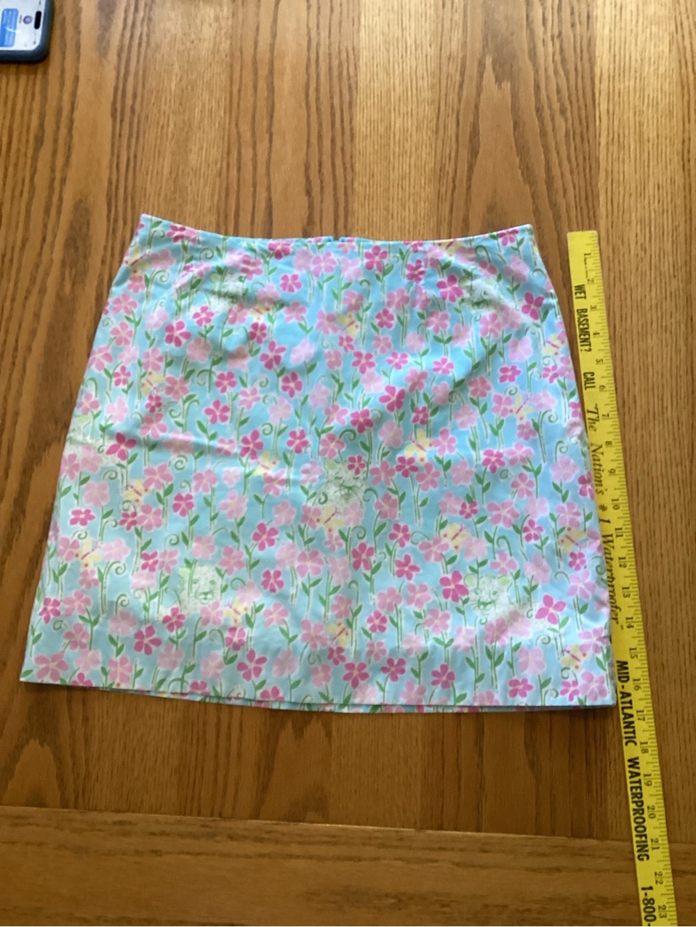 Lilly Pulitzer Pastel Blue Mini Skirt with Pink Floral Print